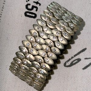 Vintage Roxanne Assoulin Brushed Gold Stretch Bracelet, rare